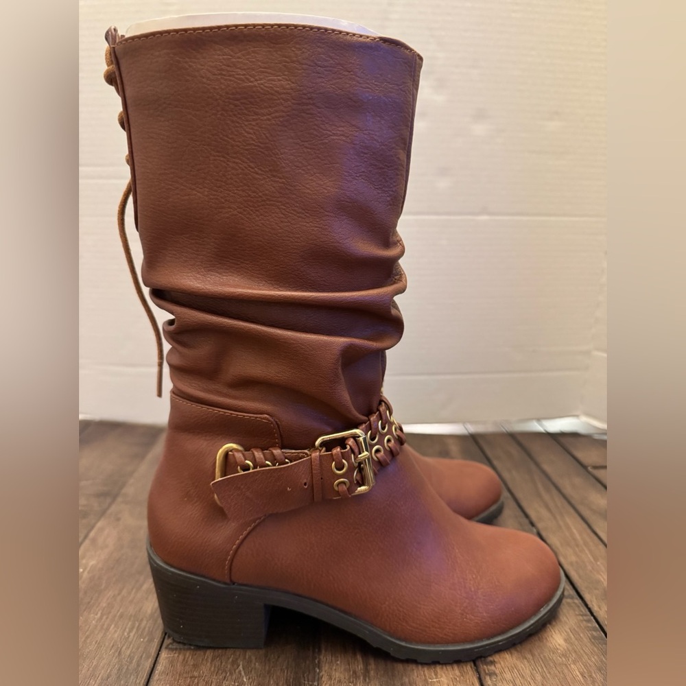Thalia Sodi Jannice Women's Boots Brown Size 8 Lace Buckle Festival Cottagecore - Picture 5 of 13